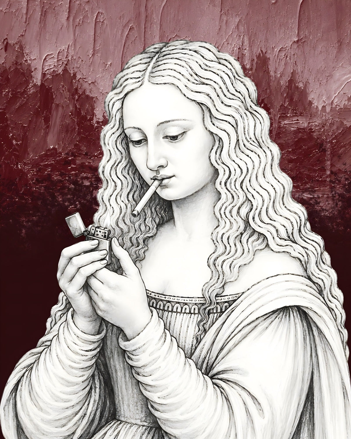Mona Lisa Needs a Break artwork - The Vintage Illustration Collection by Hazelune