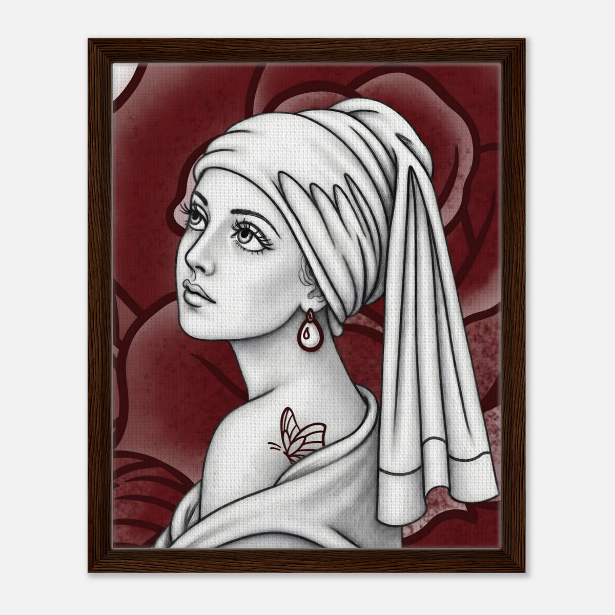Girl with a Butterfly Tattoo framed canvas by Hazelune, image 2