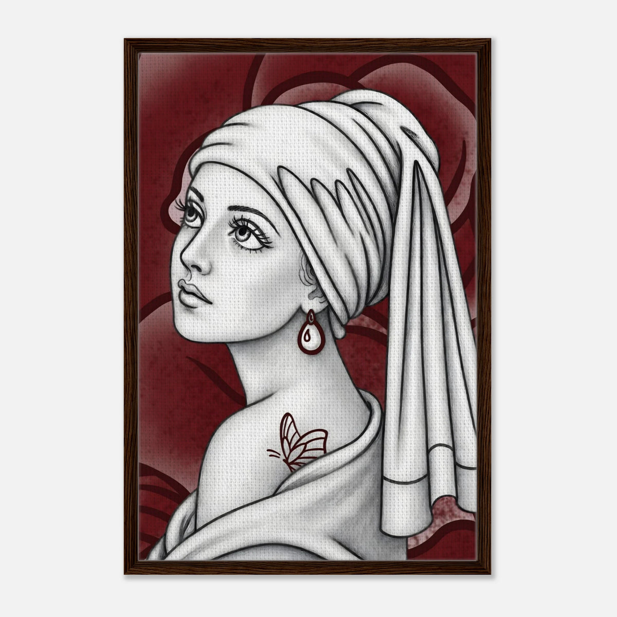 Girl with a Butterfly Tattoo framed canvas by Hazelune, image 1