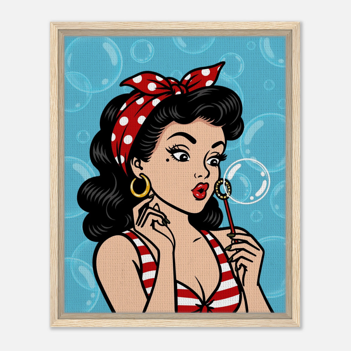 Bubble Blowing Baby framed canvas by Hazelune, image 2