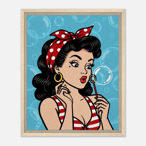 Bubble Blowing Baby framed canvas by Hazelune, image 2