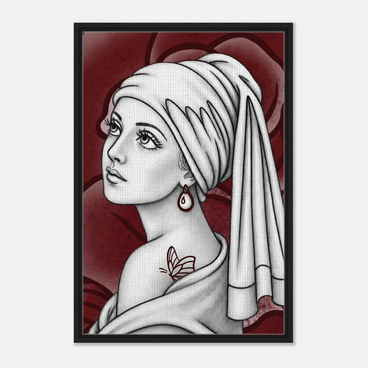 Girl with a Butterfly Tattoo framed canvas by Hazelune, image 3