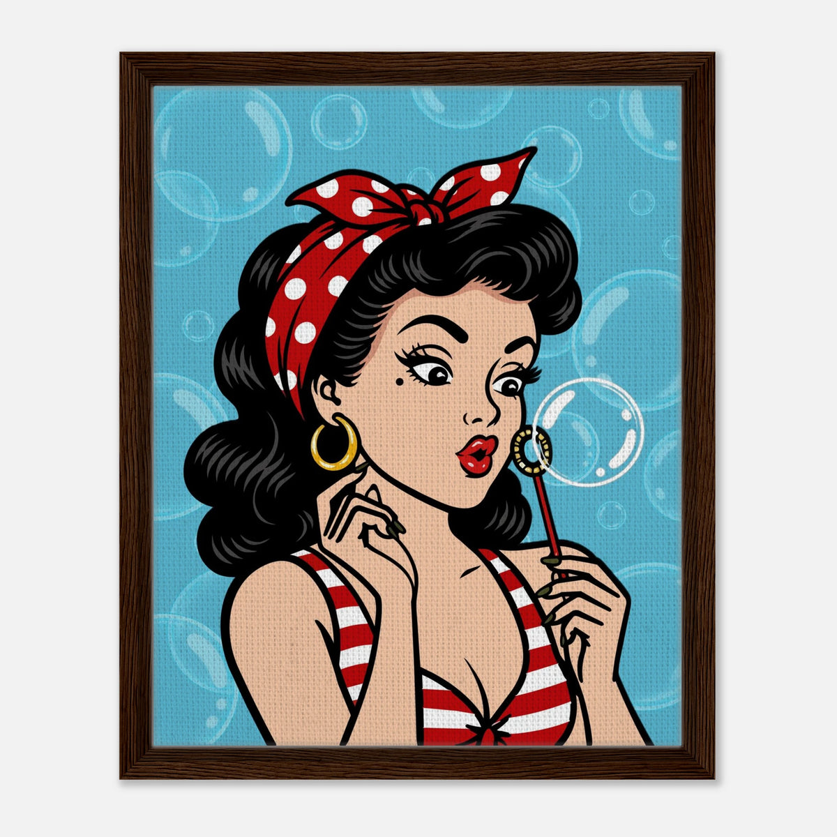 Bubble Blowing Baby framed canvas by Hazelune, image 4