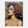Painted Lady vintage-inspired floral portrait and pinup art print by Hazelune