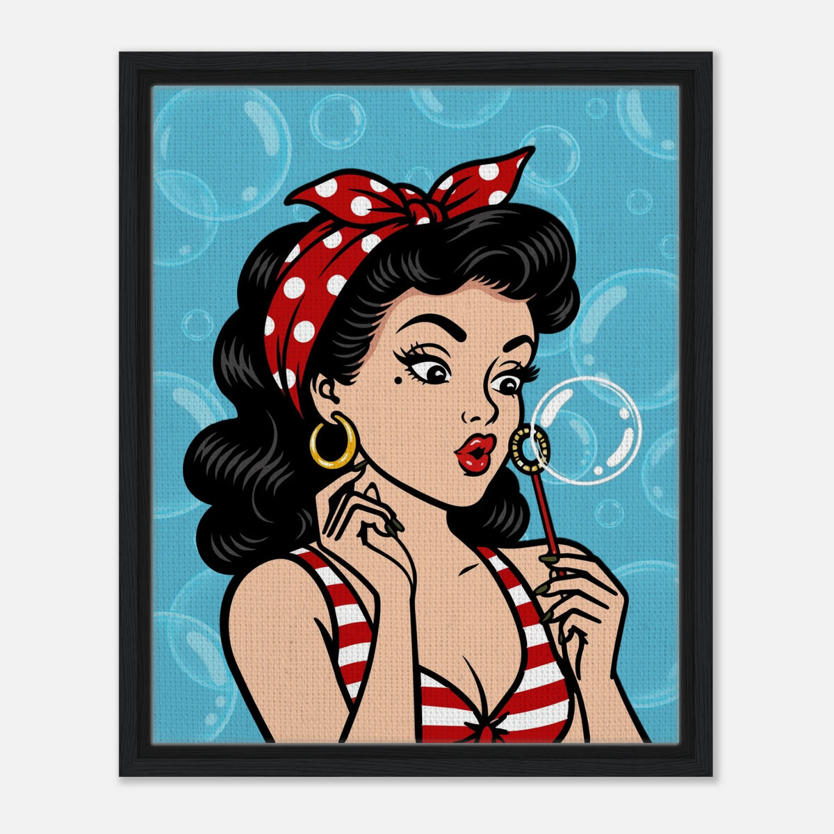 Bubble Blowing Baby framed canvas by Hazelune, image 3