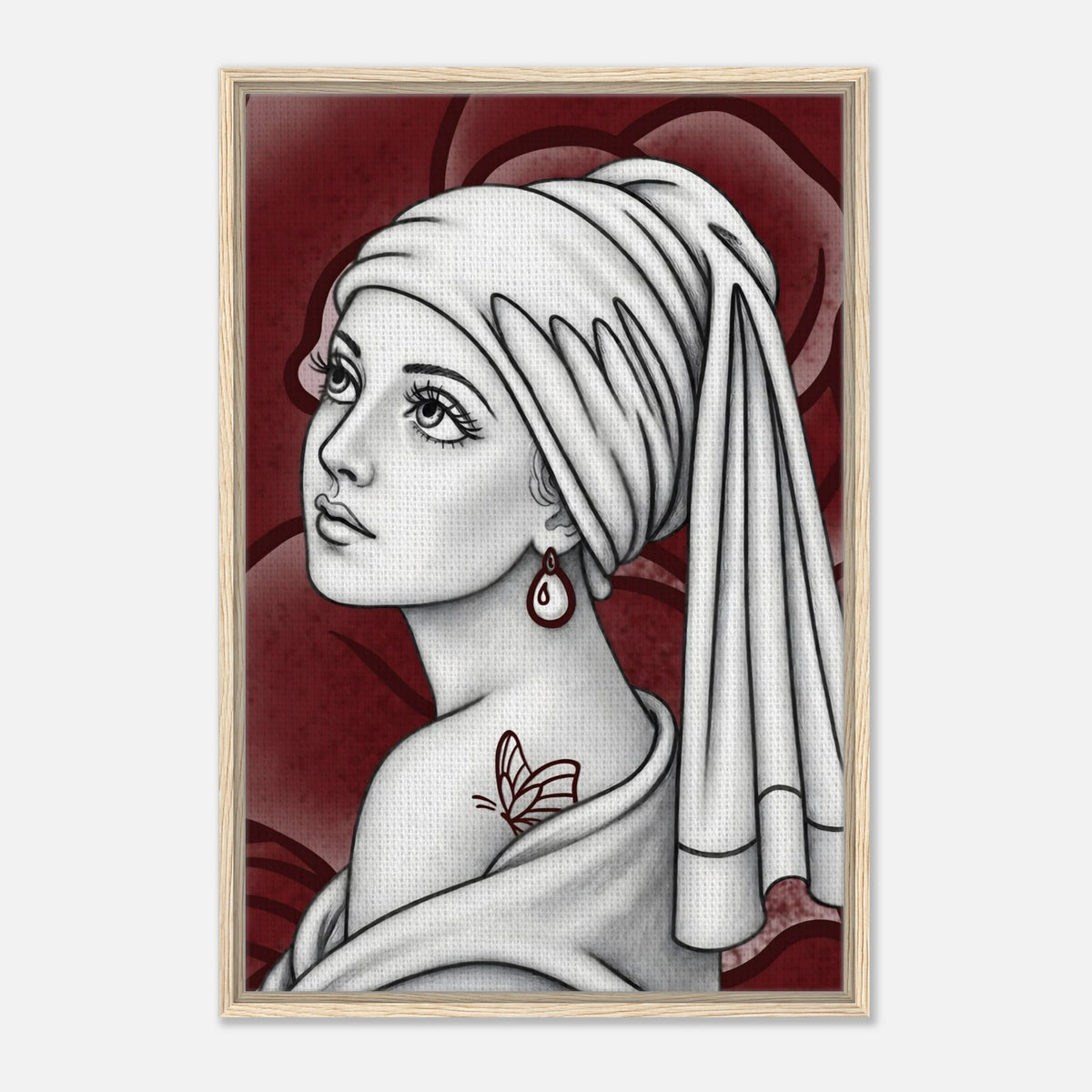 Girl with a Butterfly Tattoo framed canvas by Hazelune, image 5