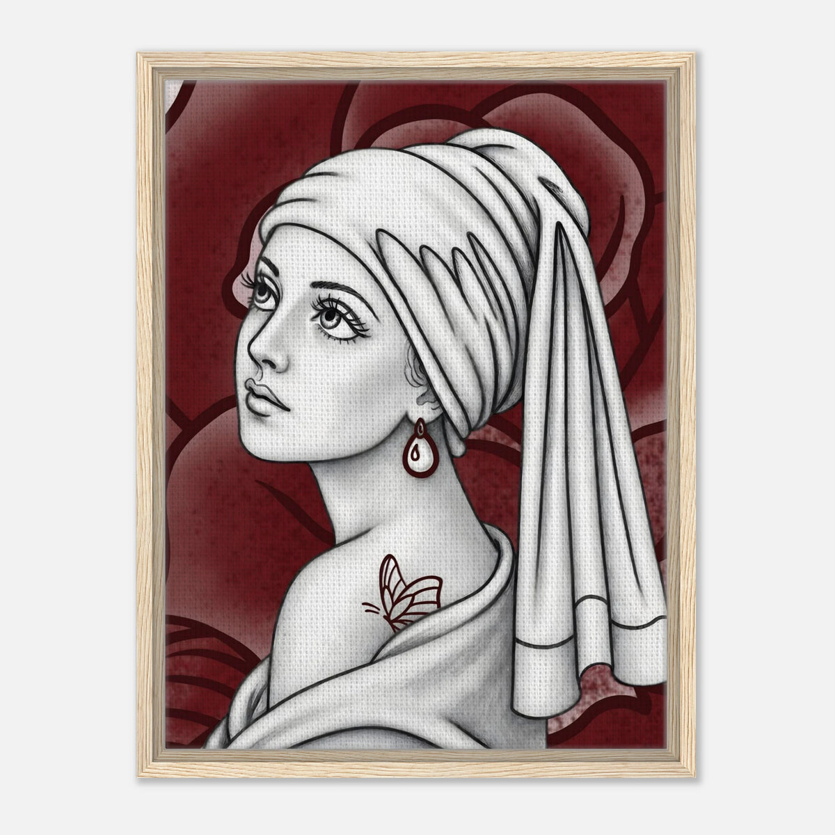 Girl with a Butterfly Tattoo framed canvas by Hazelune, image 4