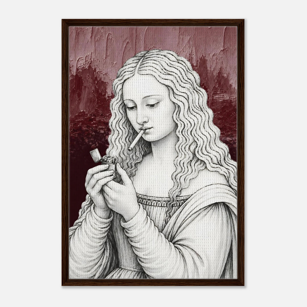 Mona Lisa Needs a Break framed canvas by Hazelune, image 1
