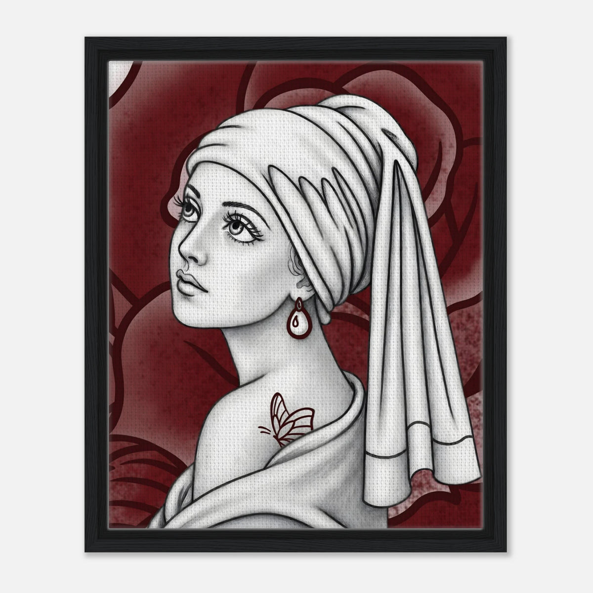 Girl with a Butterfly Tattoo framed canvas by Hazelune, image 6
